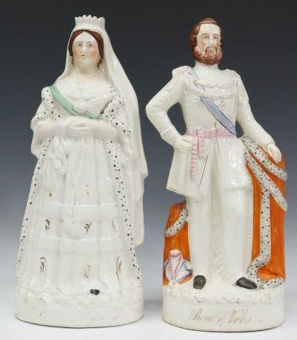 Appraisal: pair English Staffordshire mantel figures mid th c Queen Victoria