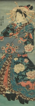 Appraisal: Utagawa Kunisada Japanese - Geisha in an elaborate flowered kimono