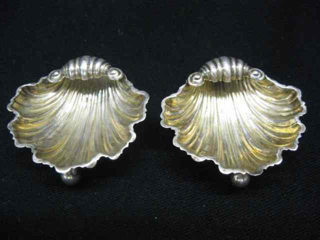 Appraisal: Pair of Sterling Silver Figural Salt Cellars shell form gold