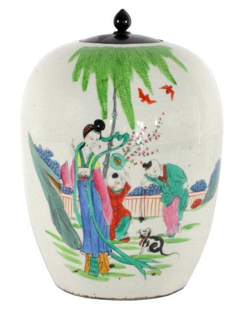 Appraisal: A Chinese ovoid jar th th Century painted with mother