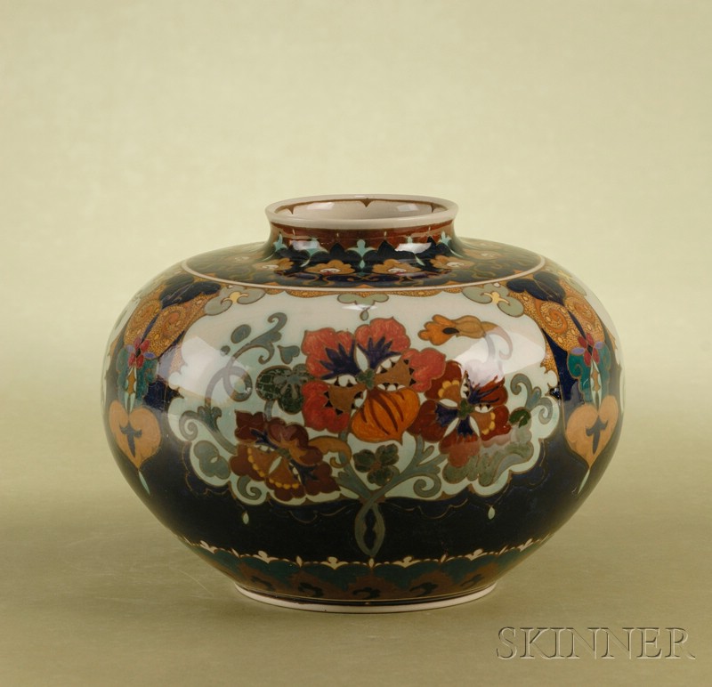 Appraisal: Rozenburg Earthenware Bulbous Vase Holland early th century polychrome enameled