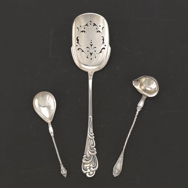 Appraisal: THREE DANISH SILVER UTENSILS DATED AND Consisting of a silver