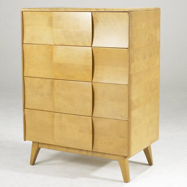 Appraisal: HEYWOOD WAKEFIELD Tall chest with five drawers in champagne finish