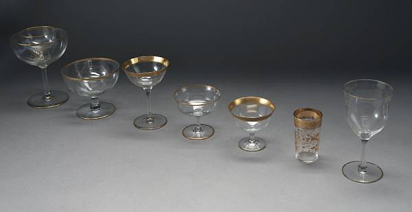 Appraisal: An American assembled glass tableware suite decorated in gilt second