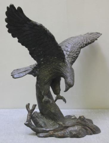 Appraisal: Unsigned Bronze Eagle in Flight Sculpture From a Riverdale NY