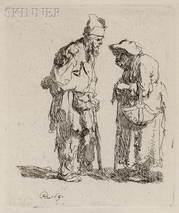 Appraisal: Rembrandt van Rijn Dutch - Beggar Man and Woman Conversing