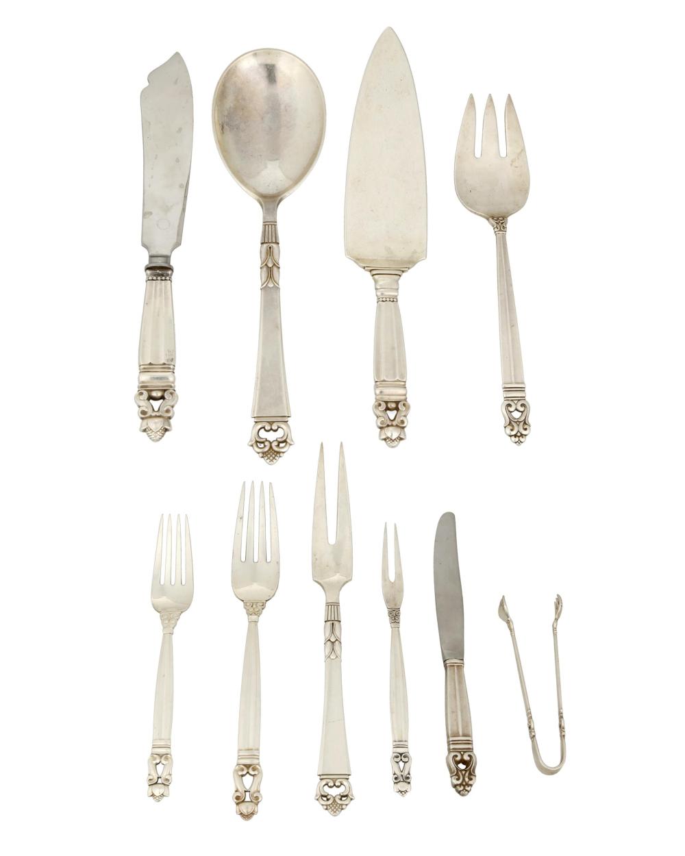 Appraisal: Georg Jensen - Danish An Acorn sterling silver flatware service