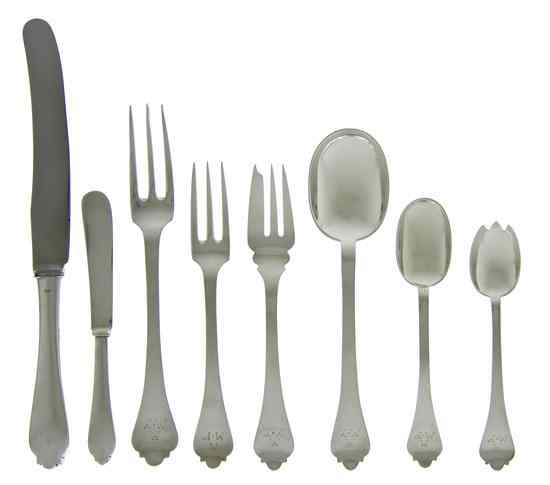 Appraisal: An English Silver Flatware Service for Eight Lionel Alfred Crichton