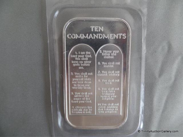 Appraisal: oz Silver Ten Commandments Bullion BarIn great uncirculated and collectible