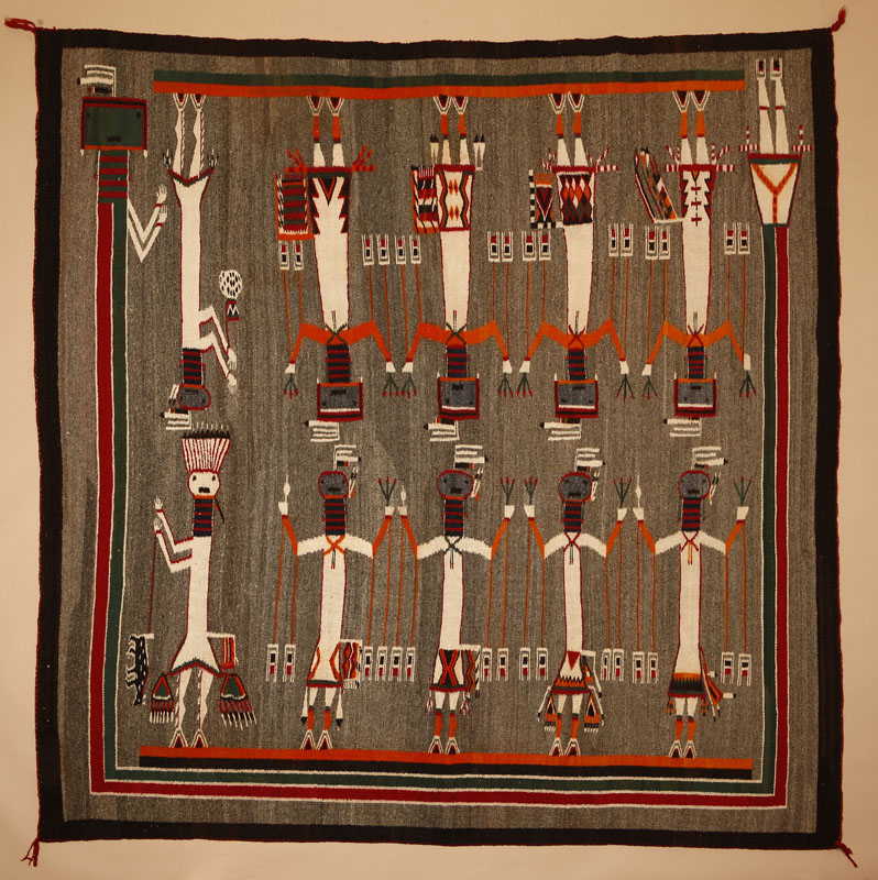 Appraisal: A Native American Navajo woolen pictorial Yei Dancers rug A