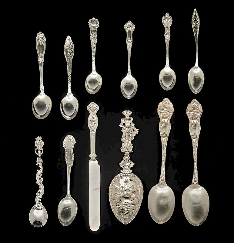 Appraisal: Art nouveau style sterling and silver flatware pieces Art nouveau