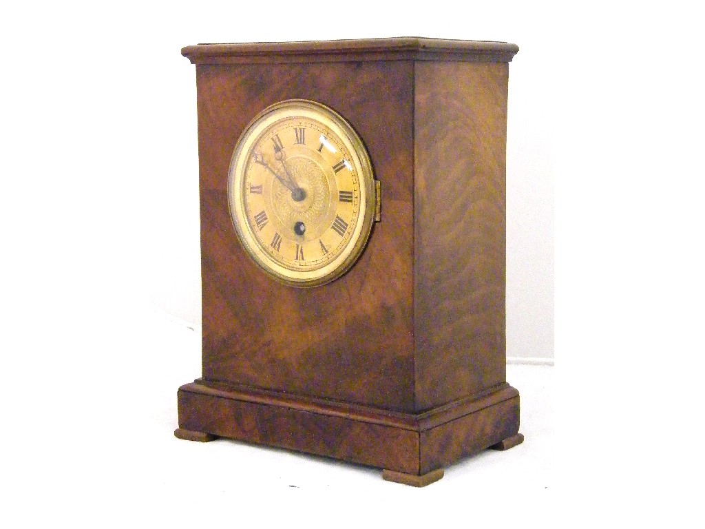 Appraisal: Mahogany mantel timepiece the gilded dial within a plain stepped