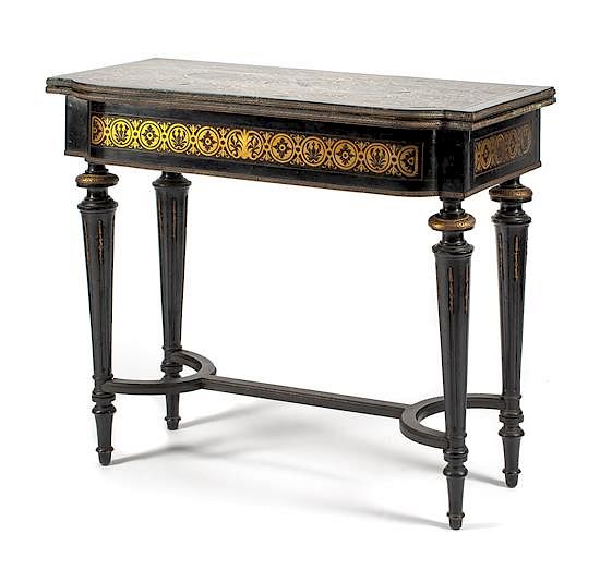 Appraisal: A Napoleon III Boulle Marquetry Flip-Top Table Height x width