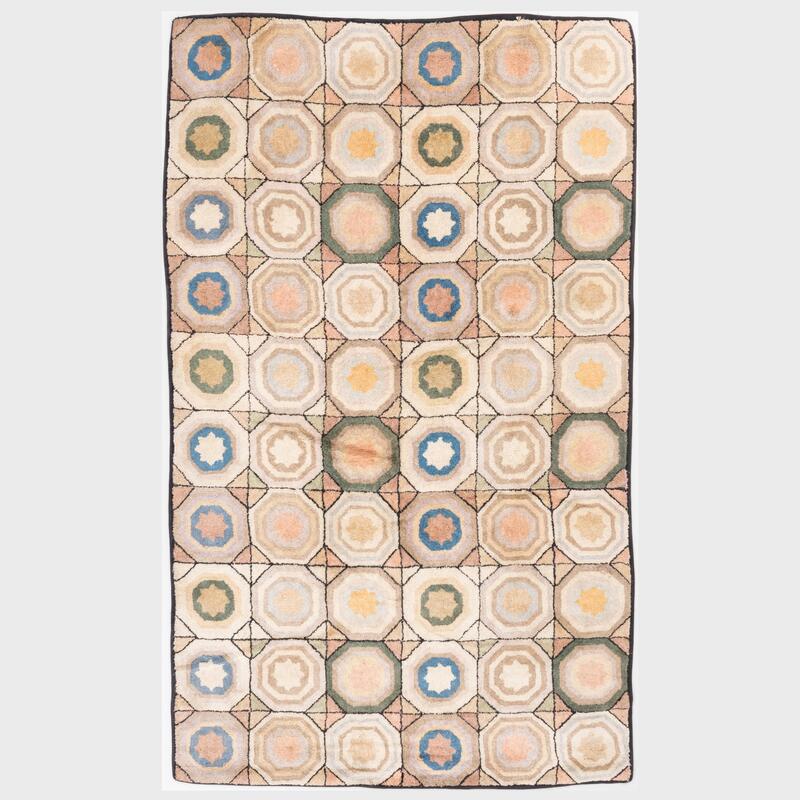 Appraisal: American Geometric Hooked Rug ft in x ft in Condition