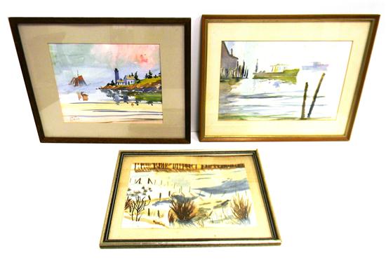 Appraisal: Three landscape watercolors framed two by Marilyn Chace Schofield American