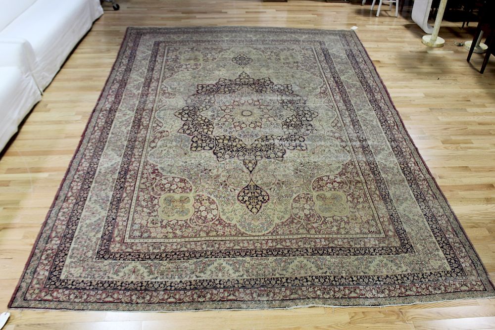 Appraisal: Large Antique and Finely Hand Woven Kerman Carpet From a