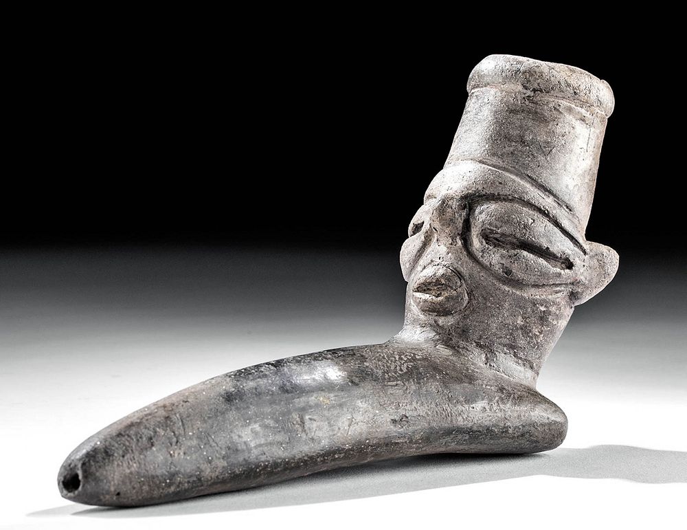 Appraisal: Rare Timoto-Cuica Pottery Pipe w Anthropomorphic Face Pre-Columbian Western Venezuela