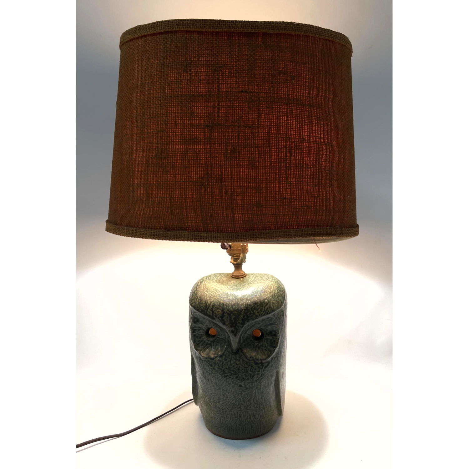 Appraisal: WONY pottery owl lamp Japan Eyes light up independent from