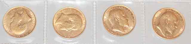 Appraisal: FOUR EDWARD VII GOLD SOVEREIGNS