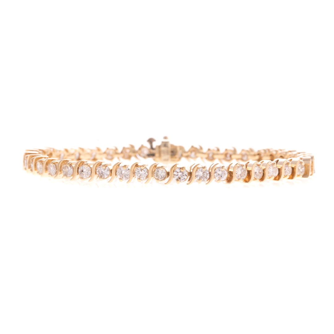 Appraisal: A Lady's Diamond Line Bracelet in K Gold K yellow