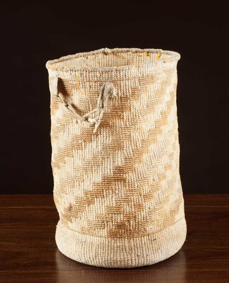 Appraisal: NORTHWEST NATIVE AMERICAN PLATEAU SALLY BAG cylindrical shape hand woven