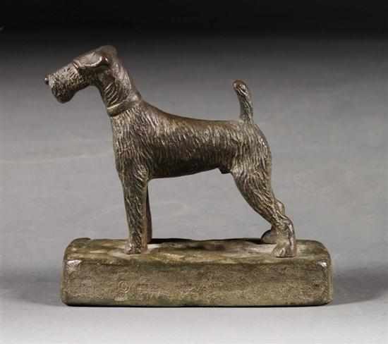 Appraisal: Simon Moselsio Russian American - Fox Terrier bronze verdigris patina