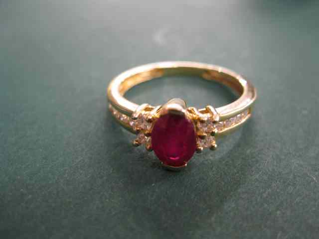 Appraisal: Ruby Diamond Ring carat gem with diamonds on each side