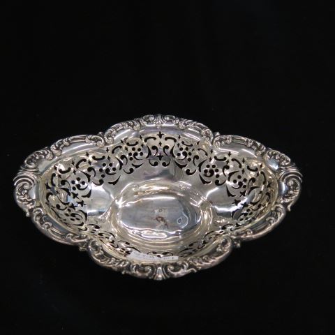 Appraisal: Gorham Sterling Silver Master Nut Bowl oval reticulated footed x