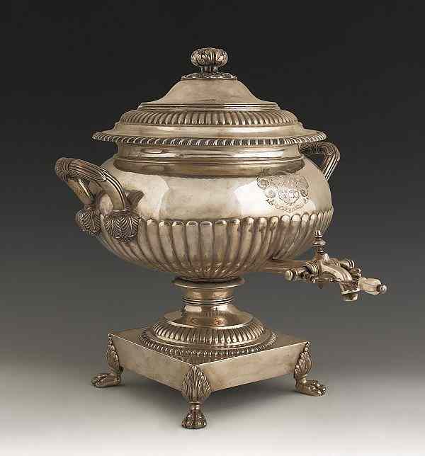 Appraisal: English silver hot water urn - bearing the touch of