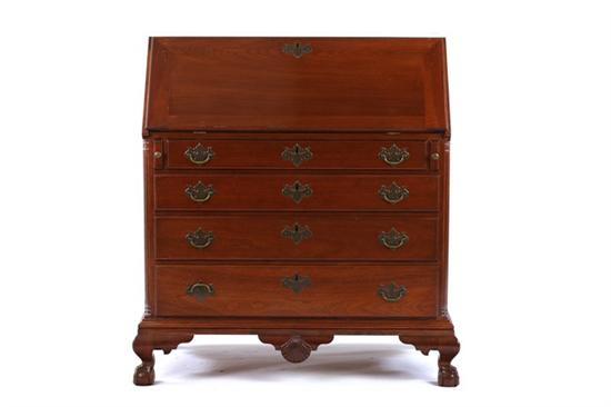 Appraisal: AMERICAN FEDERAL STYLE MAHOGANY SLANT-FRONT DESK th century Slant-front opens