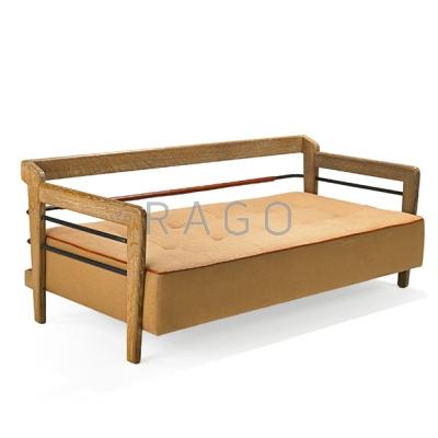 Appraisal: STYLE OF JACQUES ADNET Daybed France s Cerused oak enameled