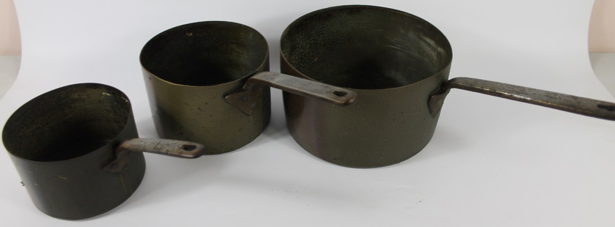 Appraisal: Three graduated Victorian copper saucepans