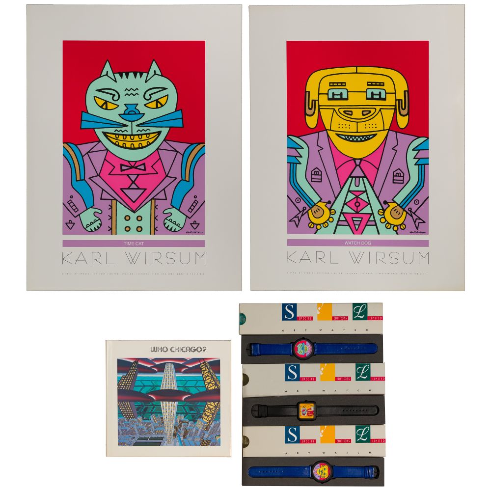 Appraisal: KEITH HARING AND KARL WIRSUM WATCH AND POSTER ASSORTMENT items