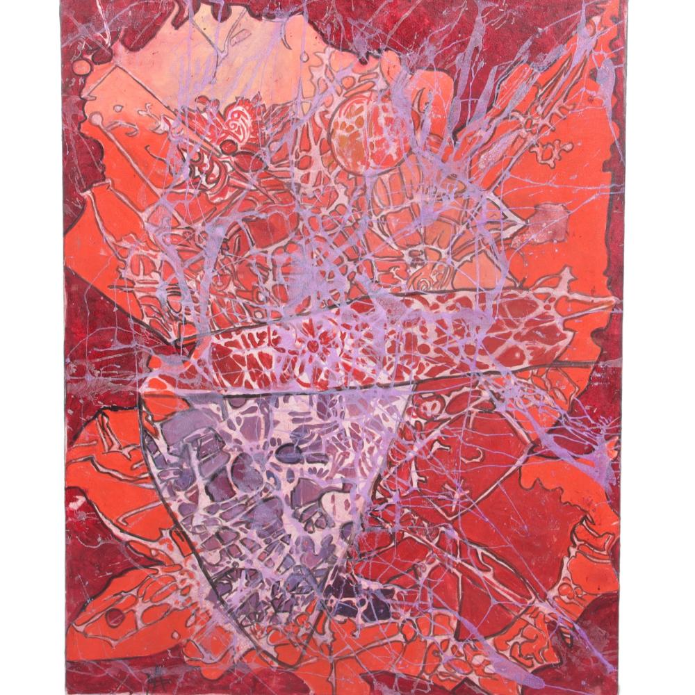 Appraisal: MAE ALICE ENGRON AMERICAN - ABSTRACT IN RED OIL ON