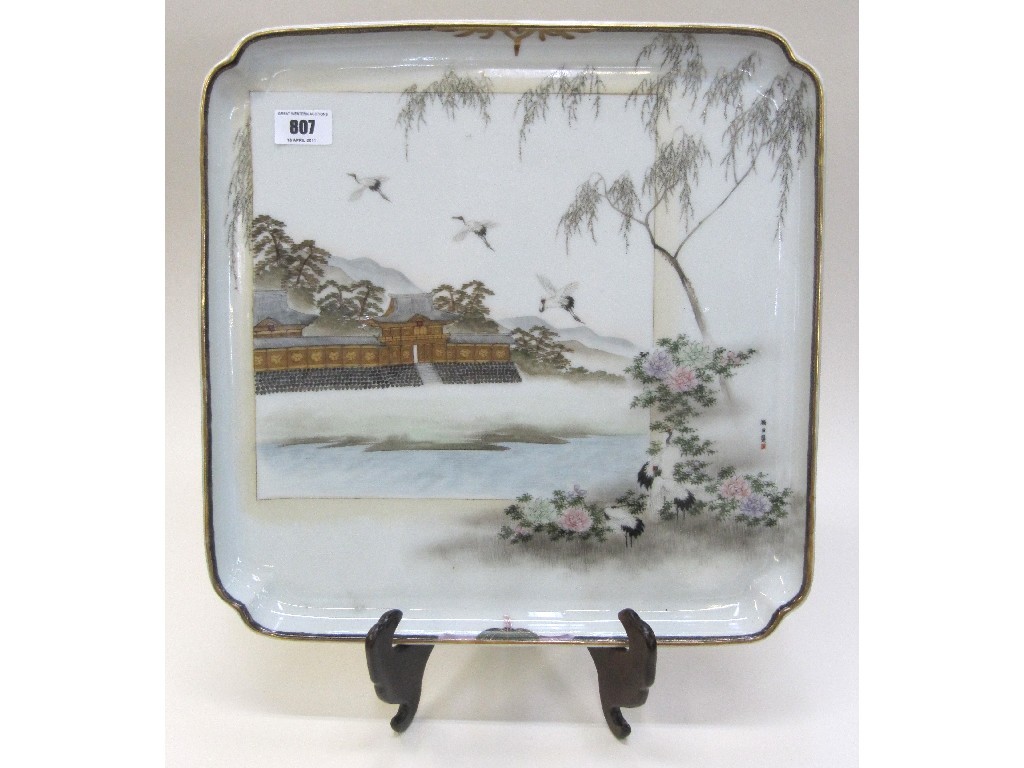 Appraisal: Three large Japanese rectangular trays each with handpainted decoration