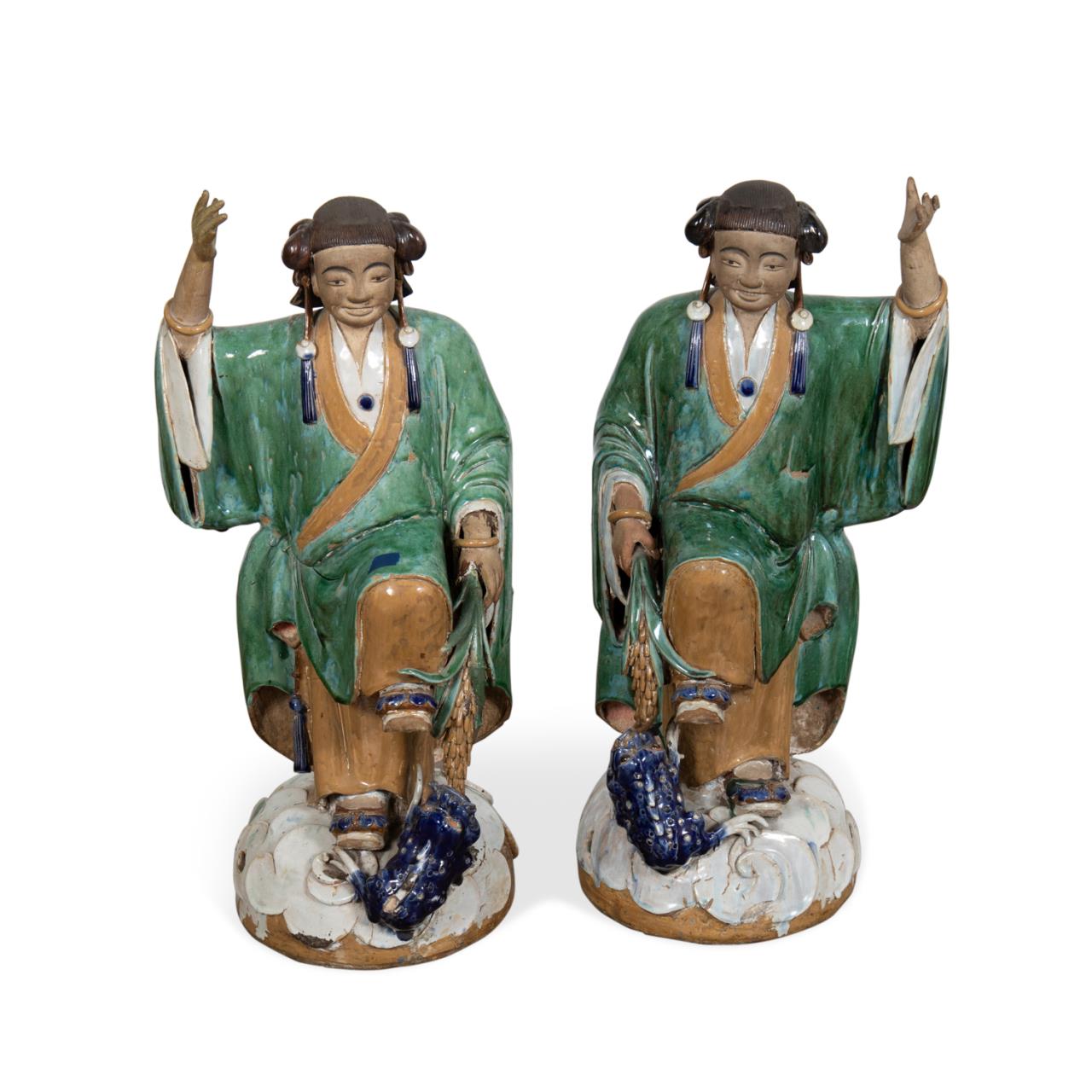 Appraisal: PAIR CHINESE MOON GODDESS FIGURES Pair of Chinese Moon Goddess