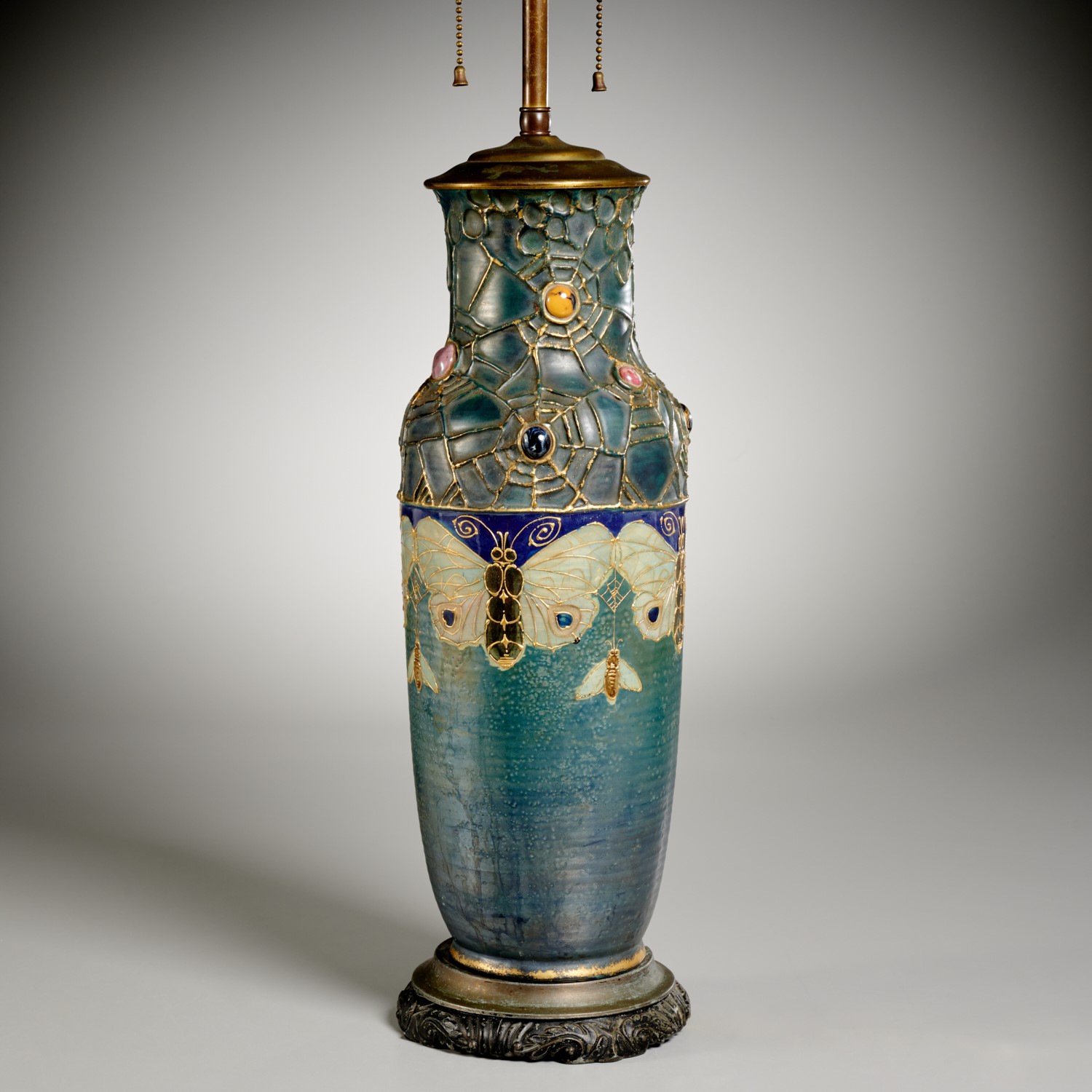 Appraisal: AMPHORA GRES-BIJOU SERIES SEMIRAMIS VASE LAMP c Austria glazed ceramic