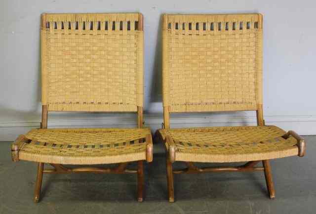 Appraisal: Pair of Hans Wegner Style Midcentury Chairs From a White