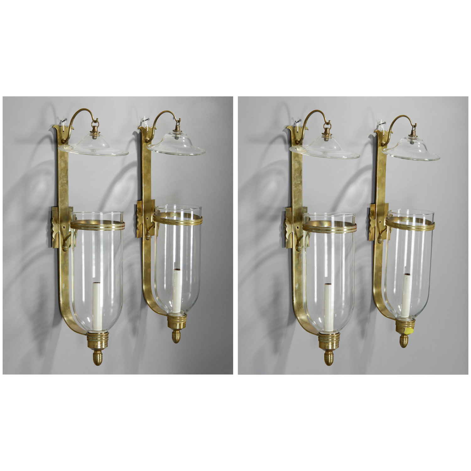 Appraisal: SARREID LTD PAIR HURRICANE WALL SCONCES c s with removable