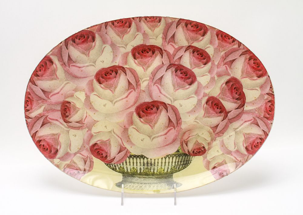 Appraisal: John Derian Co Roses Platter Tray Signed John Derian Co