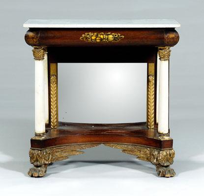 Appraisal: New York classical pier table original white marble top stencil