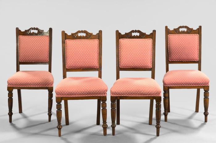 Appraisal: Suite of Four American Stained Fruitwood Dining Chairs ca each