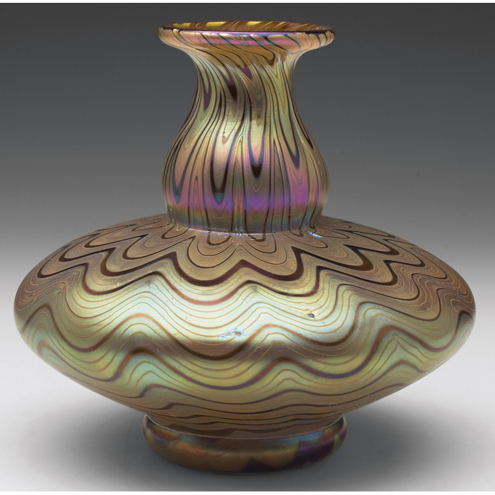 Appraisal: Loetz vase waisted shape in purple glass with a golden