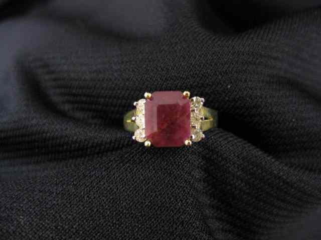 Appraisal: Ruby Diamond Ring carat gem with diamonds on each side