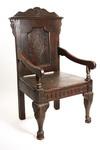 Appraisal: WAINSCOT CHAIR - th c English oak chair with floral