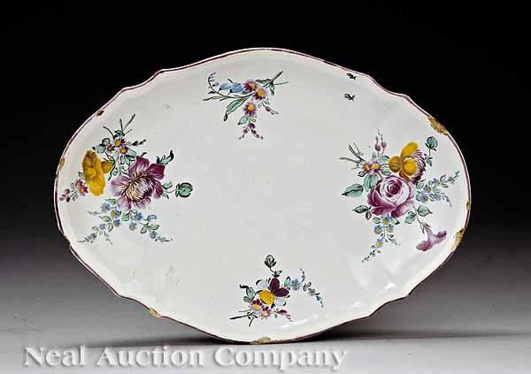 Appraisal: A French Faience Floral-Decorated Oval Dish th c probably Meillonas