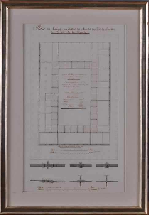 Appraisal: FRENCH SCHOOL GROUND FLOOR PLAN Ink on paper x in