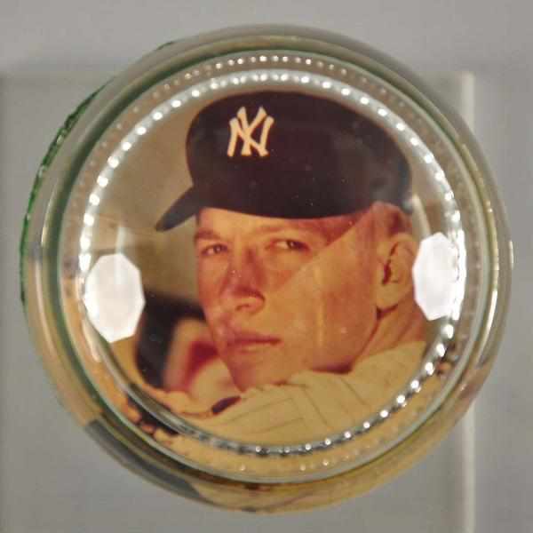 Appraisal: Mickey Mantle Rookie Picture Paperweight Description Glass paperweight shows a