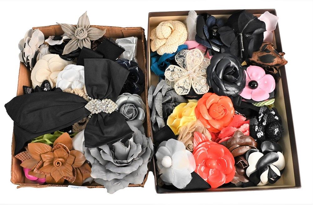 Appraisal: Lot of Flower Pins and Hair Accessories to include leather