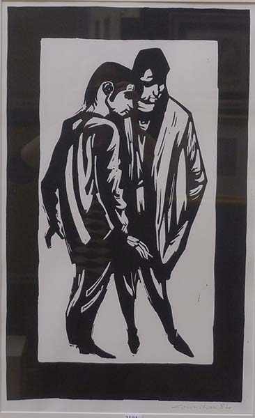 Appraisal: NOEL COUNIHAN TWO YOUTHS SCREENPRINT AFTER LINOCUT